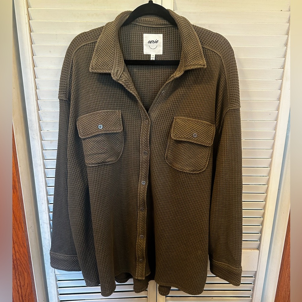 Aerie Waffle Knit Button Up